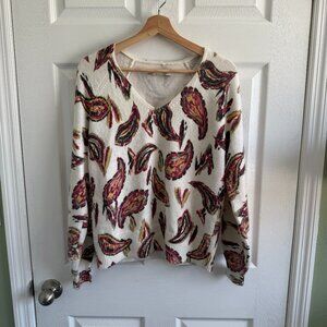 LOFT Women's Size S Long Sleeve Sweater Pullover Colorful Paisley